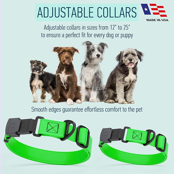 Dogline Biothane Waterproof Dog Collar with Herm Sprenger Black Stainless Steel Quick Release Buckle – Heavy Duty Tactical Durable Collar for Dogs – Comfortable and Safe Pet Collar W3/4" L12-19 Green-PawvioPets