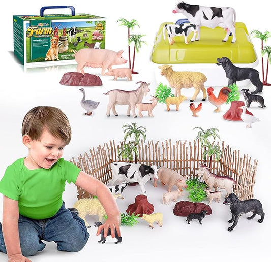 35 PCS Farm Animals Toys for Toddlers 3 Years Old Boys and Girls Realistic Animal Figures Playsets Toys for Kids 3~8 Christmas Birthday Gift-PawvioPets