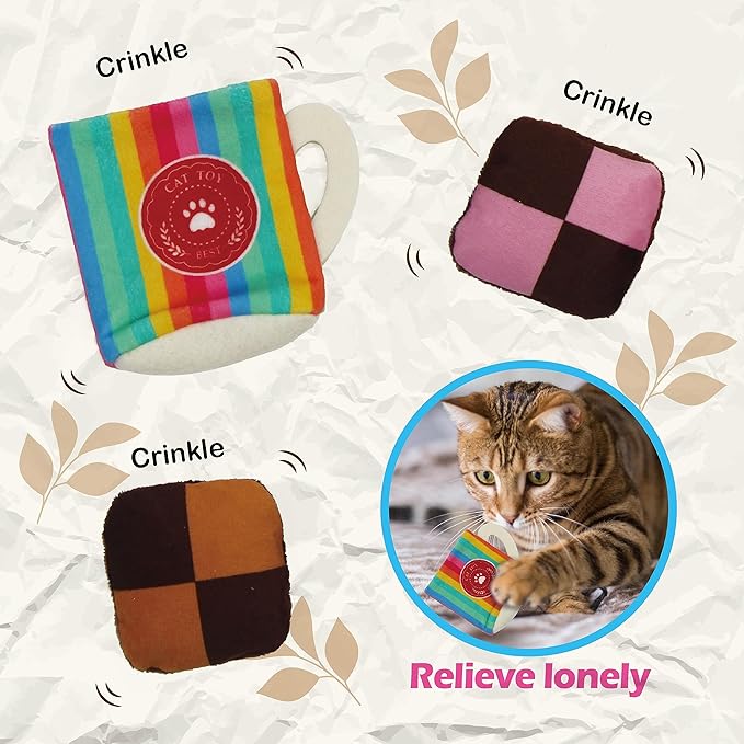 8 Assortments Sweets Value Pack, Natural Interactive Catnip Cat Toys, Toy with Crinkle and Feather, Accessories for Indoor Cat, Kitten Toys-PawvioPets