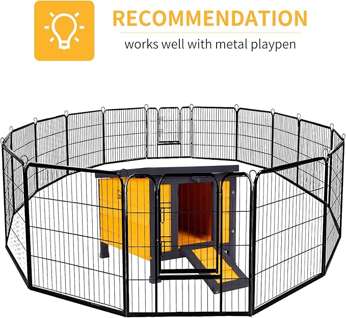 GEGURI Outdoor Cat House Weatherproof, Rabbit Hutch & Indoor Bunny Cage, Wooden Shelter for Feral Cats, Rabbits, Chickens & Small Animals-PawvioPets