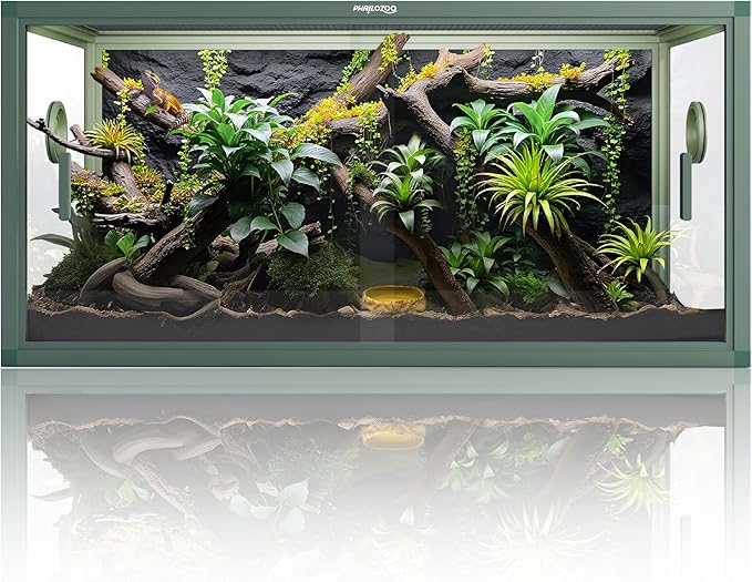 50 Gallon Bearded Dragon Tank, Reptile Enclosure for Easy Maintenance, Front Opening Reptile Tank with Top Screen Ventilation & Glass Sliding Door 36''x18''x18''-PawvioPets