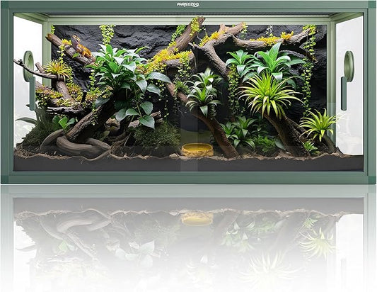 50 Gallon Bearded Dragon Tank, Reptile Enclosure for Easy Maintenance, Front Opening Reptile Tank with Top Screen Ventilation & Glass Sliding Door 36''x18''x18''-PawvioPets