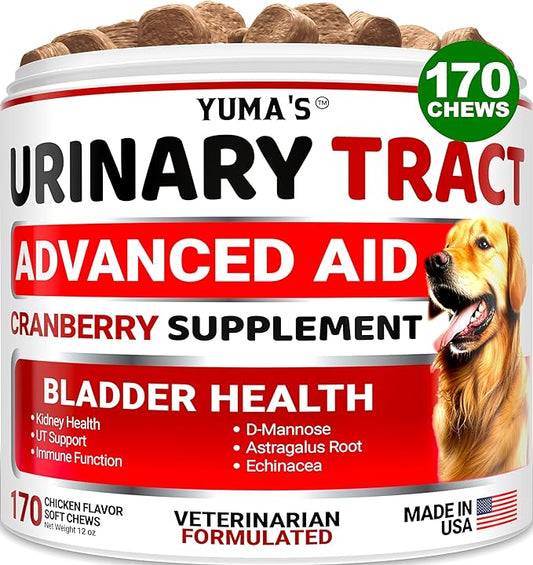 Dog UTI Treatment - 170 Treats - Cranberry Supplement for Dogs - Bladder Control - Urinary Tract Infection Treatment - UTI Medicine Multivitamin - Vitamins and Supplements - Made in USA-PawvioPets