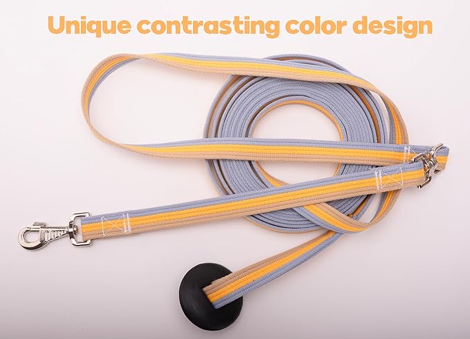 Cord Cotton Lunge Line with Rubber Stop，Equine Lunge Line for Horses with Swivel Bolt Snap，24 ft (Contrasting Colors, 24ft)-PawvioPets