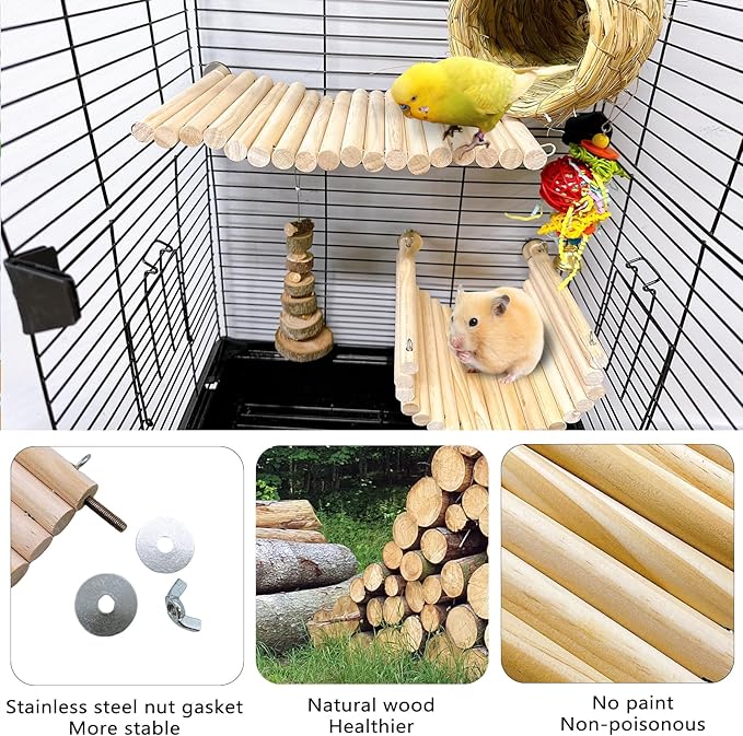 2Pcs Chinchilla Wood Ledge Hamster Wooden Flexible Platform Perch Climbing Toys Cage Accessories for Rat Mouse Sugar Glider Small Animal-PawvioPets
