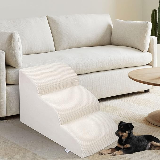 Dog Stairs for Small Dogs - High Density Foam Pet Steps, Extra Wide Dog Ramp with Non-Slip Bottom for High Beds, Couch and Sofa, Best for Dogs Injured, Older Doggy Cats-PawvioPets