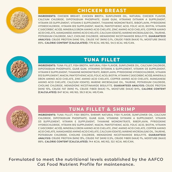 Applaws Vitality Wet Cat Food in Broth, Natural Canned Cat Food, Wet Food for Cats with Added Vitamins and Minerals, Grain Free, Carrageenan Free, Variety Selection in Broth (12 Count, 2.47 oz Cans)-PawvioPets