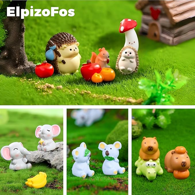100pcs Various Mini Resin Animals Figurines Miniature Figures Ornament Fairy Garden Accessories Micro Landscape Dollhouse Aquarium Bonsai Tiny Crafts Decor-PawvioPets