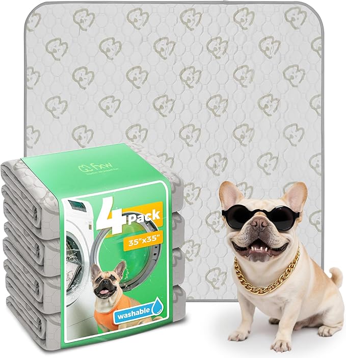 FXW Washable Pee Pads for Dogs, Puppy Pads with Super Absorbent, Specifically Designed for Potty Training, 35" Square, Khaki, 4 Packs-PawvioPets