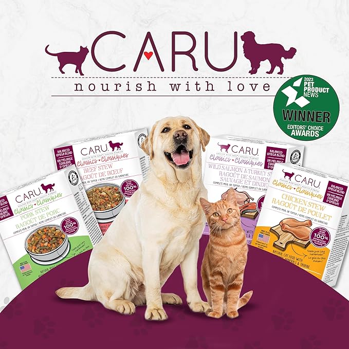 Caru - Classics Chicken Stew for Dogs - Healthy Wet Dog Food or Food Topper - Balanced Omega Blend - 12.5 oz Cartons - Pack of 4-PawvioPets