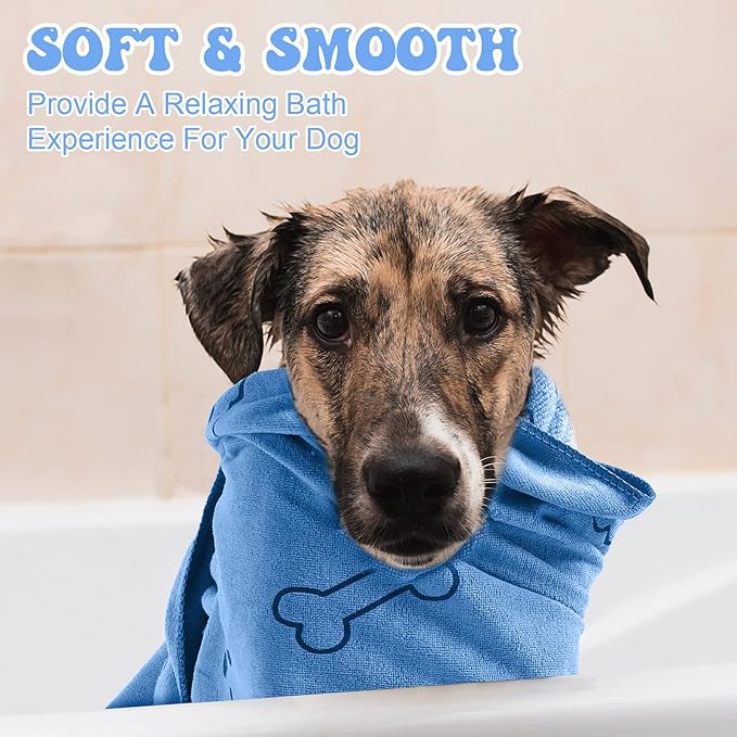 8 Pcs Dog Towels Pet Bath Drying Towels 55 x 28 Inches Large Absorbent Microfiber Quick Fast Drying Soft Beach for Lightweight Cat and Puppy Shower Essentials Cleaning Accessories(Blue)-PawvioPets