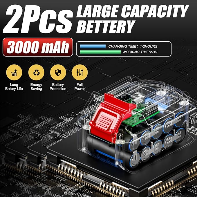 Cordless Horse Clippers,500W Heavy Duty Horse Grooming Clippers with 2 PCS Rechargeable 3000mAH Lithium Battery,6 Speed Professional Horse Grooming Kit for Thick Coat Animals-PawvioPets