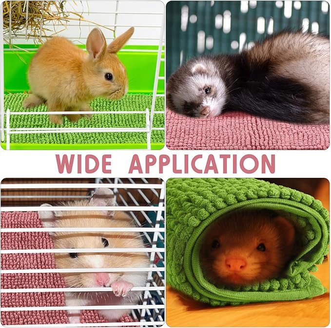 Amylove 4 Pcs Guinea Pig Cage Liner Guinea Pig Bedding Washable Fleece Pee Pads Reusable Small Animals Training Mat Small Animal Sleeping Bed for Bunny Hamster (Green Pink,16 x 24 Inch)-PawvioPets