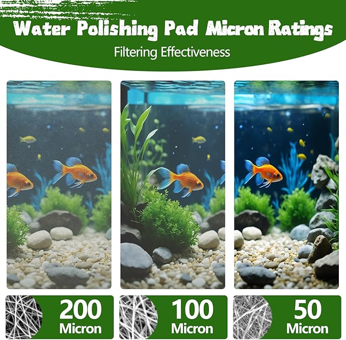 Aquarium Polishing Filter Pad-Ultra Fine 50 Micron Filter Floss for Crystal Clear Water,Cut-to-Size Filter Media for Fish Tank,Safe for Fish/Reef/Turtles(24" x 36", 1 Pack)-PawvioPets