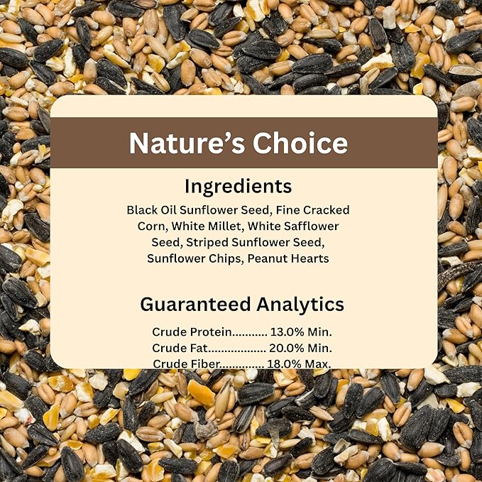 Blue Seal Nature's Choice Wild Bird Seed | High Energy Blend, Sunflower and White Safflower Seeds, No Filler | 20 Pound Bag-PawvioPets