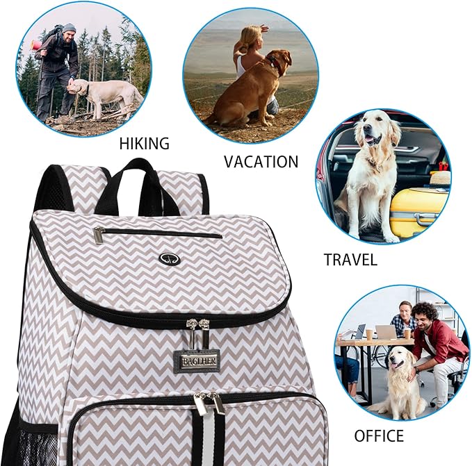 BAGLHER丨Dog Travel Bag, Airline Approved Pet Supplies Backpack, Dog Travel Backpack with 2 Silicone Collapsible Bowls and 2 Food Baskets-PawvioPets