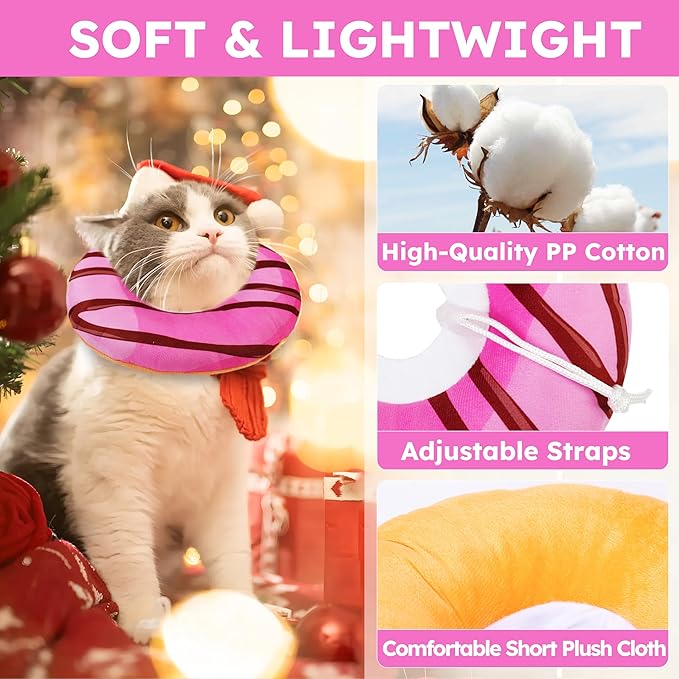 Cat Cone Collar Soft, Cat Recovery Collar for Wound Healing Cute Cat Adjustable Cat Cones to Stop Licking Comfortable Lightweight Neck Elizabethan Collars for Cats Purple-PawvioPets