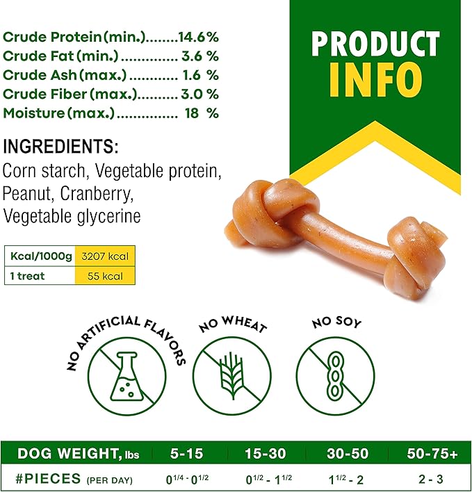 Dog Treats Peanut Butter Bones with Cranberry & Rawhide Free Chew 11 Oz - Pet Natural Mini & Big Snacks Healthy Collagen & Bulk Best Chews for Small & Large Dogs - Made for USA (Peanut Butter)-PawvioPets