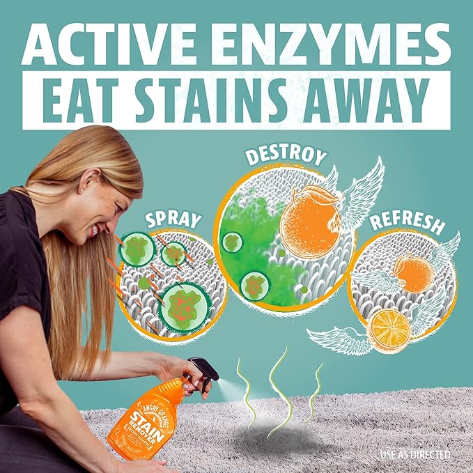 ANGRY ORANGE Pet Stain Remover Kit for Dog Urine - Enzyme Cleaner - Citrus - 32 oz + UV Flashlight-PawvioPets