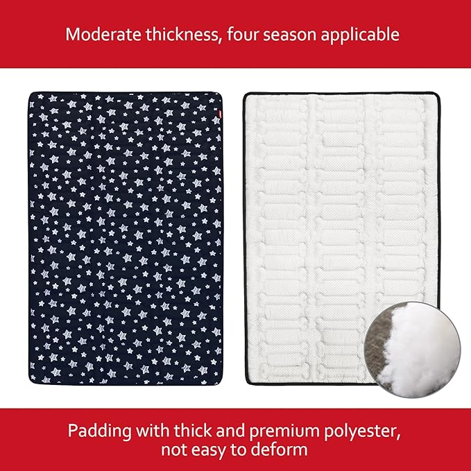 Dog Crate Mat (48" X 30"), Soft Dog Bed Mat with Cute Prints, Personalized Crate Pad, Anti-Slip Bottom, Machine Washable Kennel Pad, Black-PawvioPets