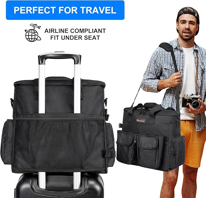 Dog Travel Bag, Airline Approved Pet Travel Bag with 2 Dog Treat Training Pouches for Weekend Pet Travel Supplies & Accessories, Black-PawvioPets