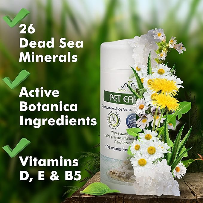 Arava Ear Cleaner Wipes for Dogs Cats Puppies Kittens - 100 Count - Natural Medicated Cleansing Deodorizer - Removes Dirt Wax - Pet Wipes for Cat Ear Cleaning, Dog Ear Cleaner-PawvioPets