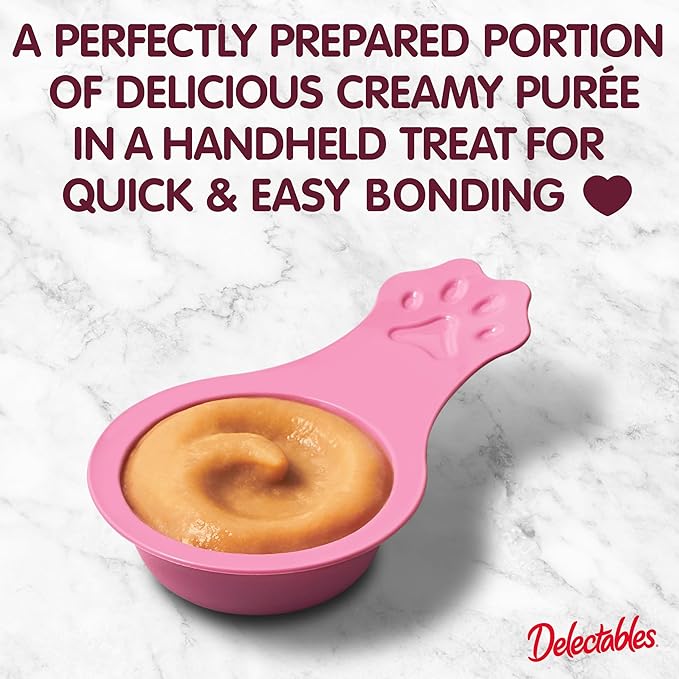 Delectables Lickable Spoon™ Handheld Wet Cat Treats Made with Real Chicken & Salmon, Creamy Puree, Mess Free, Quick & Easy, Grain-Free, No Added Fillers, No Added Preservatives, Variety Pack, 20ct-PawvioPets
