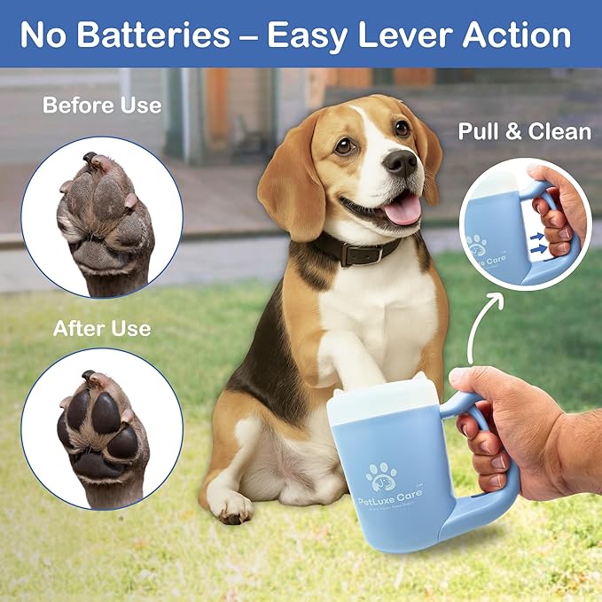Dog Paw Cleaner for Small & Medium Dogs – Portable Paw Washer Cup with Soft Silicone Brush, Towel & Moisturizing Balm – Gently Cleans Muddy Paws After Walks (Blue, Small)-PawvioPets