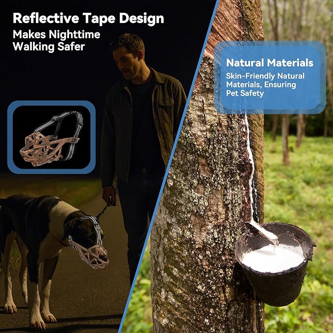 Dog Muzzle for Large Dogs, Breathable Basket Muzzles for Small, Medium and X-Large Aggressive Dog, Allows Panting Drinking, Suitable for Grooming Trimming Training (Camouflage Brown, L)-PawvioPets