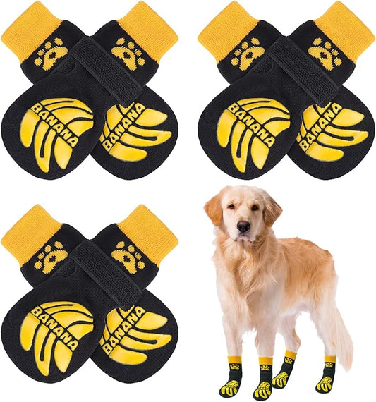 BEAUTYZOO Anti-Slip Dog Socks,Dog Shoes for Hot/Cold Pavement,Paw Protectors with Grips 3 Pairs for Puppy Small Medium Large Senior Old Dogs,Dog Socks to Prevent Licking and Hardwood Floor Protection-PawvioPets