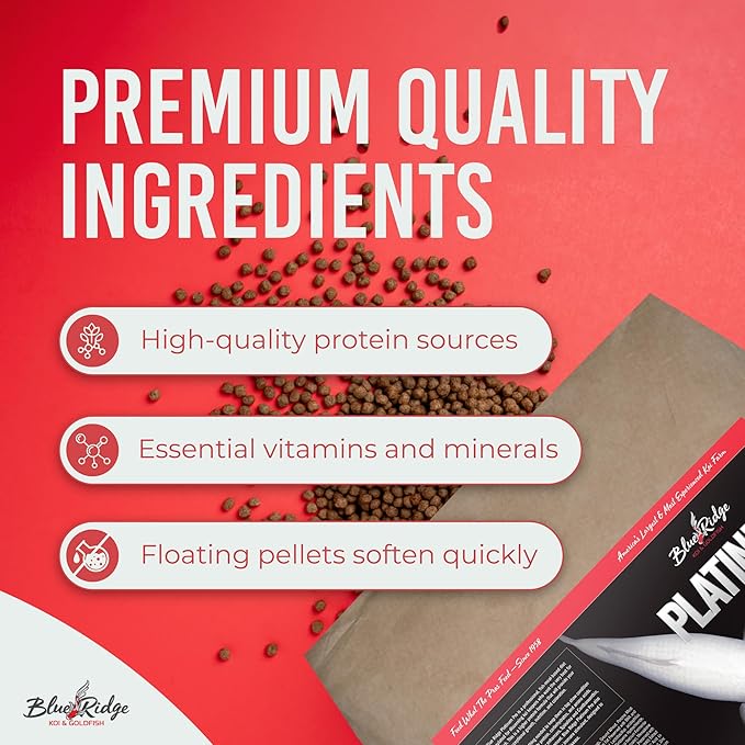 Blue Ridge Koi Fish Food 50lb - Platinum Pro Formula Goldfish Food, Premium Pond Pellets-PawvioPets
