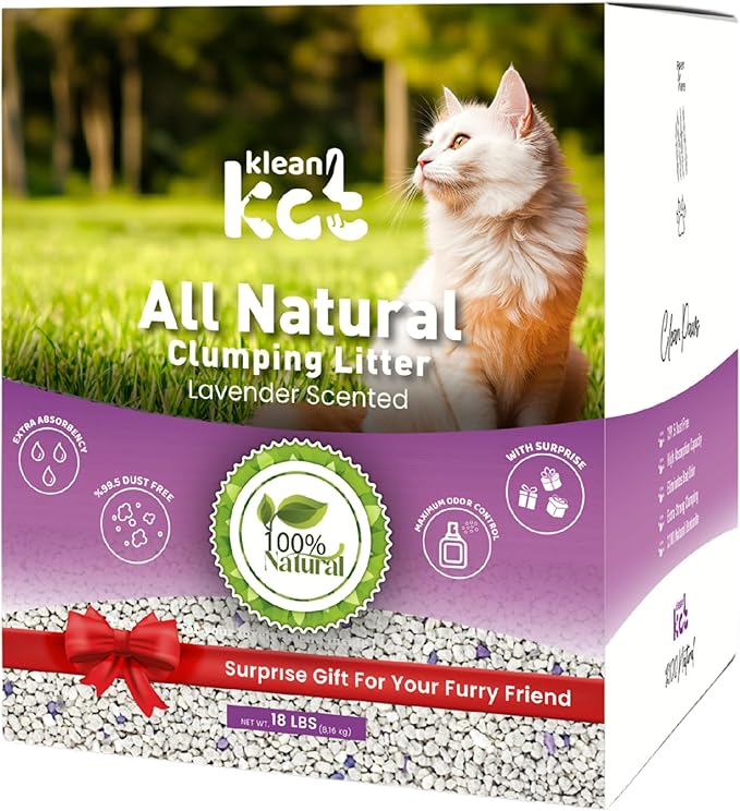 All Natural Clumping Cat Litter – Multiple Scents – Low Dust, Odor Control – (Lavender) 18 lb - Surprise Toy Inside-PawvioPets