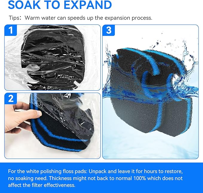 Canister Filter Pads Compatible with AMOSIJOY 172/225/265GPH Canister Filter Media Replacement for Pondforse 172/225/265GPH Aquarium Canister Filter for Aquariums Fish Tanks Turtle Tank 8 Pack-PawvioPets