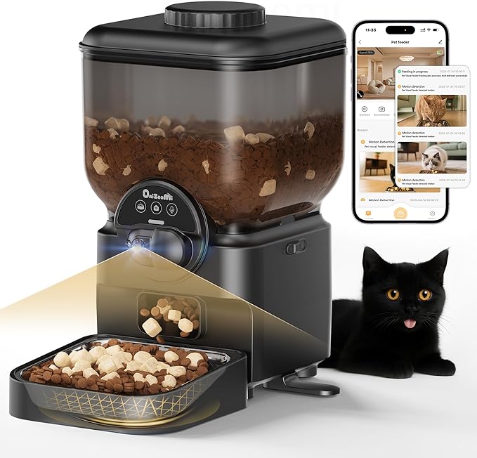 Automatic Pet Feeder for Cat and Dog - 6L Auto Cats Food Dispenser with Camera - WiFi App Control Smart Feeders with Timed - Dogs Feeding Station with 15-Day Battery Life After Power Off-PawvioPets