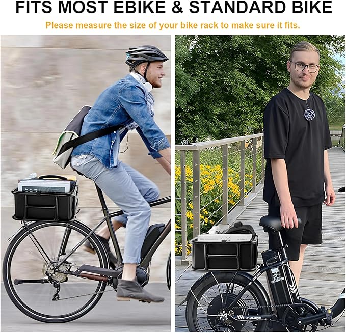 Bike Basket Rear with Liner,Waterproof Cover,Cargo Net Large Rear Bike Basket,Heavy Duty Bicycle Rear Basket for Electric Bike, Ebike,Great for Bike Trip,Carrying Grocery,Ball,Dog-PawvioPets