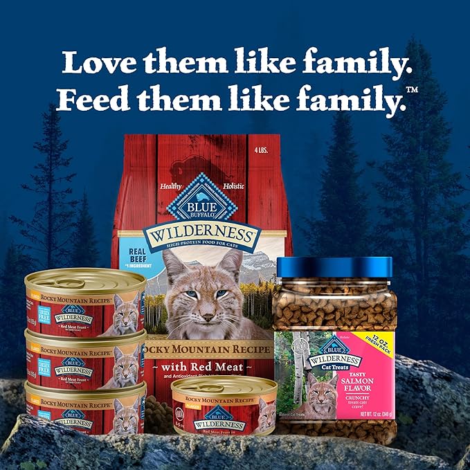 Blue Buffalo Wilderness Adult Dry Cat Food, Rocky Mountain Recipe, Chicken-Free & Grain-Free Recipe Made with Natural Ingredients, Red Meat, 4-lb Bag-PawvioPets