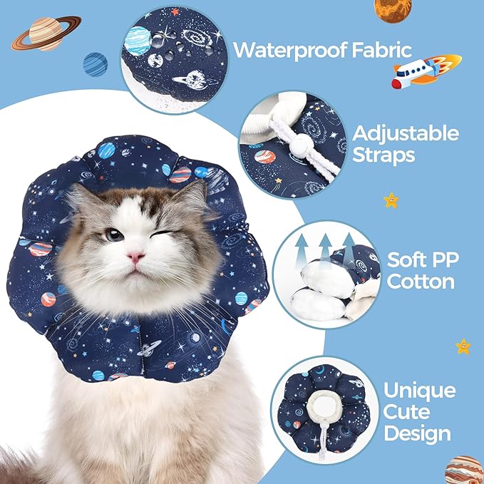 ComSaf Cat Cone Collar Soft, Protective Adjustable Cat Cones to Stop Licking After Surgery, Comfortable Lightweight Elizabethan Collar for Kitten Prevent from Licking Wounds, Not Block Vision-PawvioPets