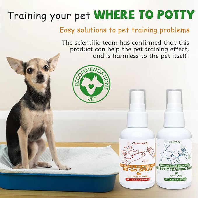 Dog Potty Spray Set, No-Go Spray & Potty Training Spray, Puppy Essentials, Stops Urination & Marking, Indoor and Outdoor Use (1.69 fl oz)-PawvioPets