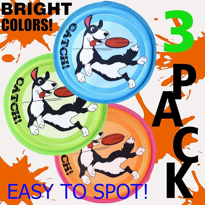 Dog Flying Disc, 3 Pack Dogs Flyer Toys, Lightweight Flying Disc Dog Fetch Toy for Small, Large Dogs & Puppies - Floats in Water & Safe on Teeth-PawvioPets