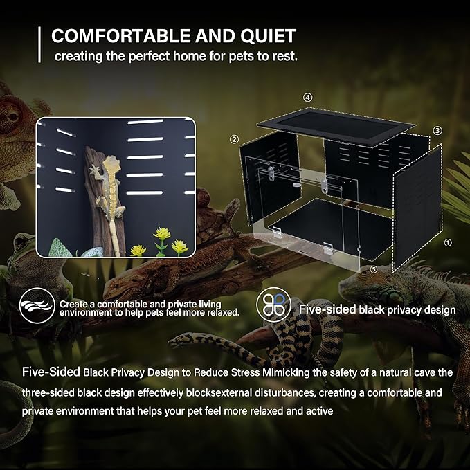 10 Gallon Reptile Tank – Reptile Enclosure for Leopard Geckos, Snakes & Bearded Dragons – Lizard Tank, Hermit Crab & Gecko Habitat-PawvioPets