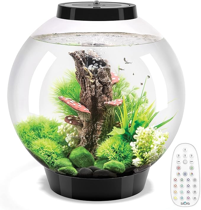 biOrb Classic 30 Acrylic 8-Gallon Aquarium with Multi-Color Remote-Controlled LED Lights Modern Tank for Tabletop Display, Black-PawvioPets