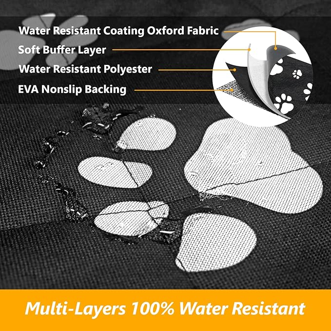 F-color SUV Cargo Liner for Dogs, Upgraded Extra Large Water Resistant Pet Cargo Cover Dog Seat Cover Mat for SUV Sedans Vans with Bumper Flap Protector, Non-Slip, Wear-Proof, Universal Fit, Paw Print-PawvioPets