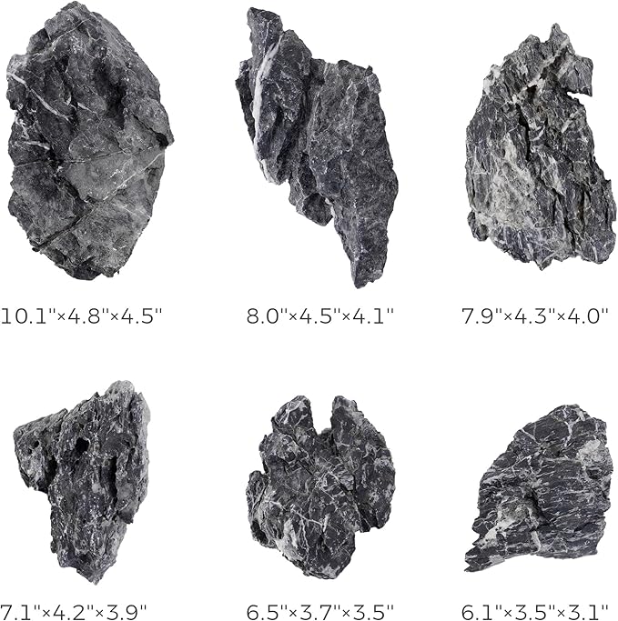 6-8 Inches Natural Seiryu Stone 6 PCS Aquarium Rocks for Aquascaping, Aquarium Landscaping, Terrariums, Fish Tank Decoration, Vivariums, Paludarium, Reptile and Amphibian Enclosures-PawvioPets