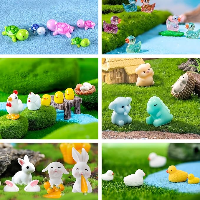100pcs Various Mini Resin Animals Figurines Miniature Figures Ornament Fairy Garden Accessories Micro Landscape Dollhouse Aquarium Bonsai Tiny Crafts Decor-PawvioPets