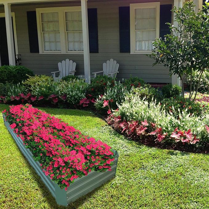 8x2x1ft Metal Raised Garden Bed Kit，Galvanized Garden Bed Box for Vegetables, Flowers, Herbs, and Succulents,120 Gallon Capacity - Green-PawvioPets