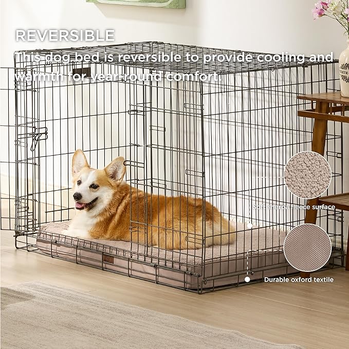 Bedsure Large Dog Bed for Crate - Orthopedic Flat Pet Beds with Removable Washable Cover, Egg Crate Foam Crate Mat, Suitable for Pet Up to 50 lbs-PawvioPets