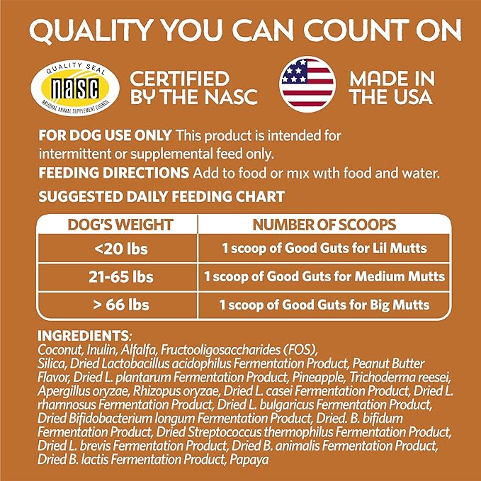 Fidobiotics Good Guts for Big Mutts Probiotic for Dogs, 12 Billion CFUs, 11 Strains, 5 Digestive Enzymes, 2 Prebiotics, Digestive Gut Health for Dogs, Adult & Puppy Probiotics Supplements (20 Days)-PawvioPets