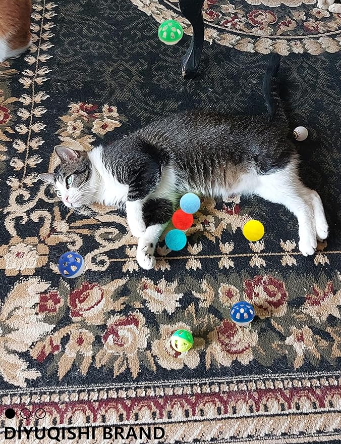40-Piece Cat Toy Variety Pack for Indoor Cats and Kittens, Bouncy Paws (1.5'' - 2.2'', Cat Toys Deluxe Pack)-PawvioPets