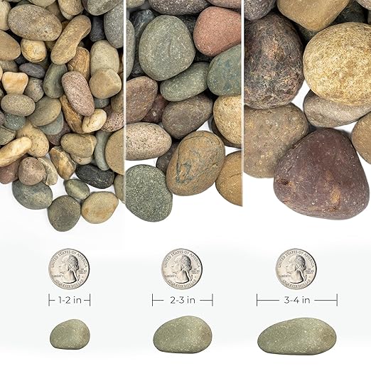 40lbs River Rocks, 1-2 Inch Natural Pebbles for Plants, Hand-Picked Premium Stones for Landscaping and Garden Design, Fish Tank, Flower Pots, Pathways and Backyard, Mixed Color-PawvioPets