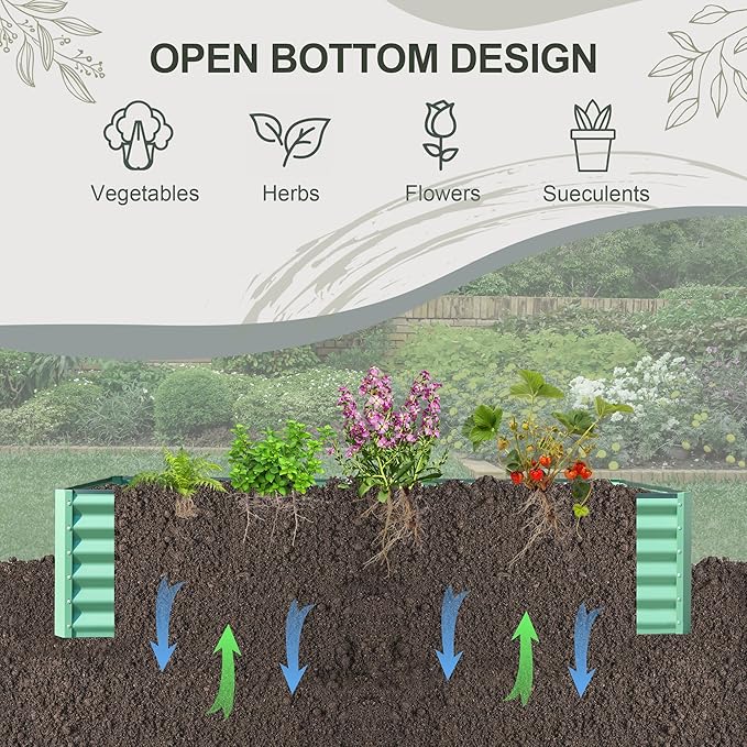 Domi Raised Garden Beds Outdoor, 6x3x1.5Ft Thickening Tall Metal Rectangular Deep Root Box Planter for Vegetables, Flowers, Herbs, and Succulents 1.5" Deep w/ 192 Gallon Capacity - Green-PawvioPets